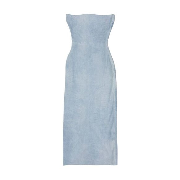 RARE SPRWMN Light Blue Suede Tube Dress - Picture 3 of 5